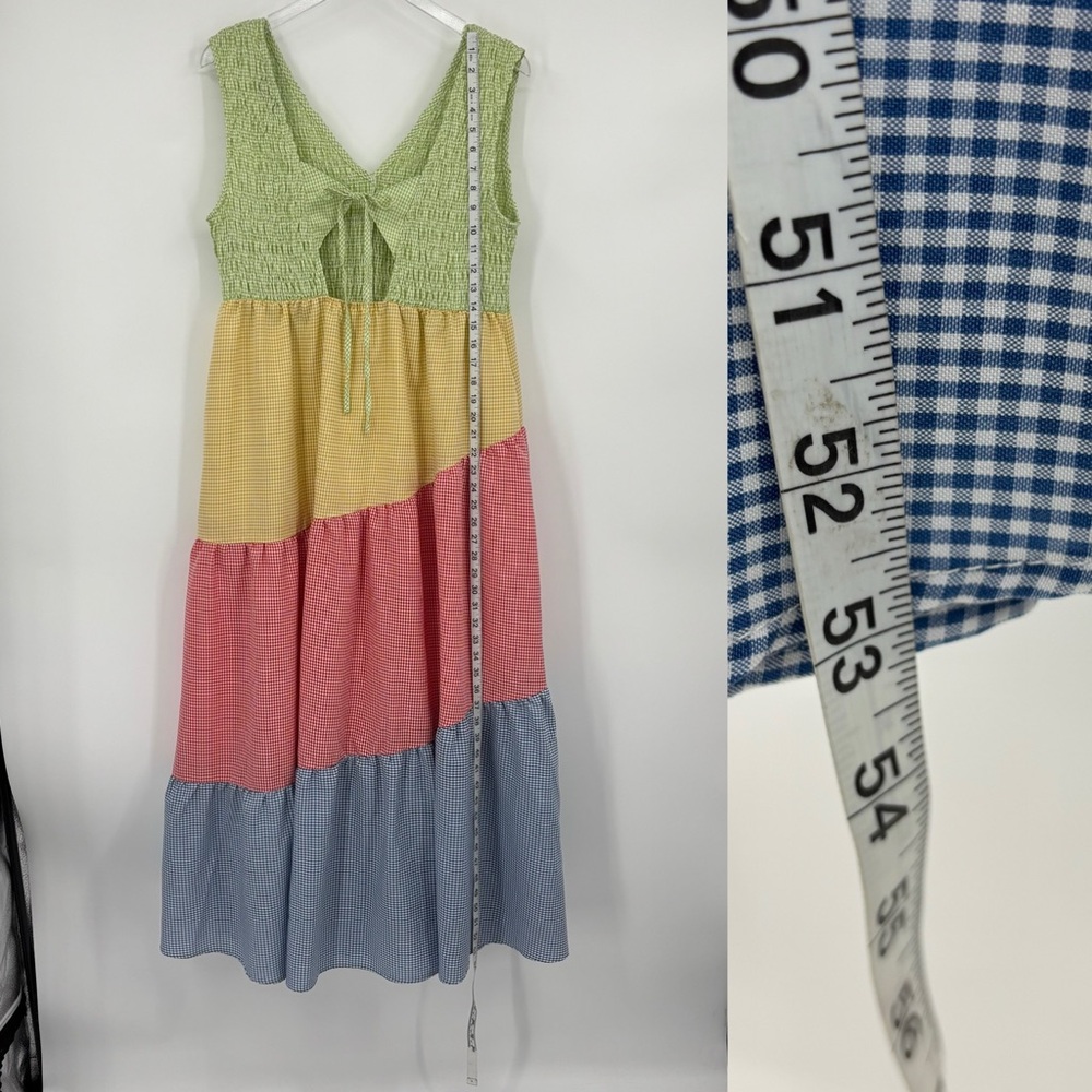 Davi & Dani Multi Color Gingham Tiered Maxi Dress - Picture 9 of 11